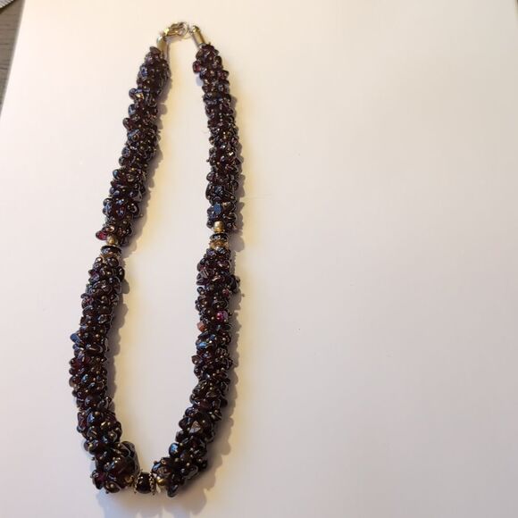 Vintage Semi precious mineral multi strand burg necklace genuine natural garnet - Picture 9 of 11